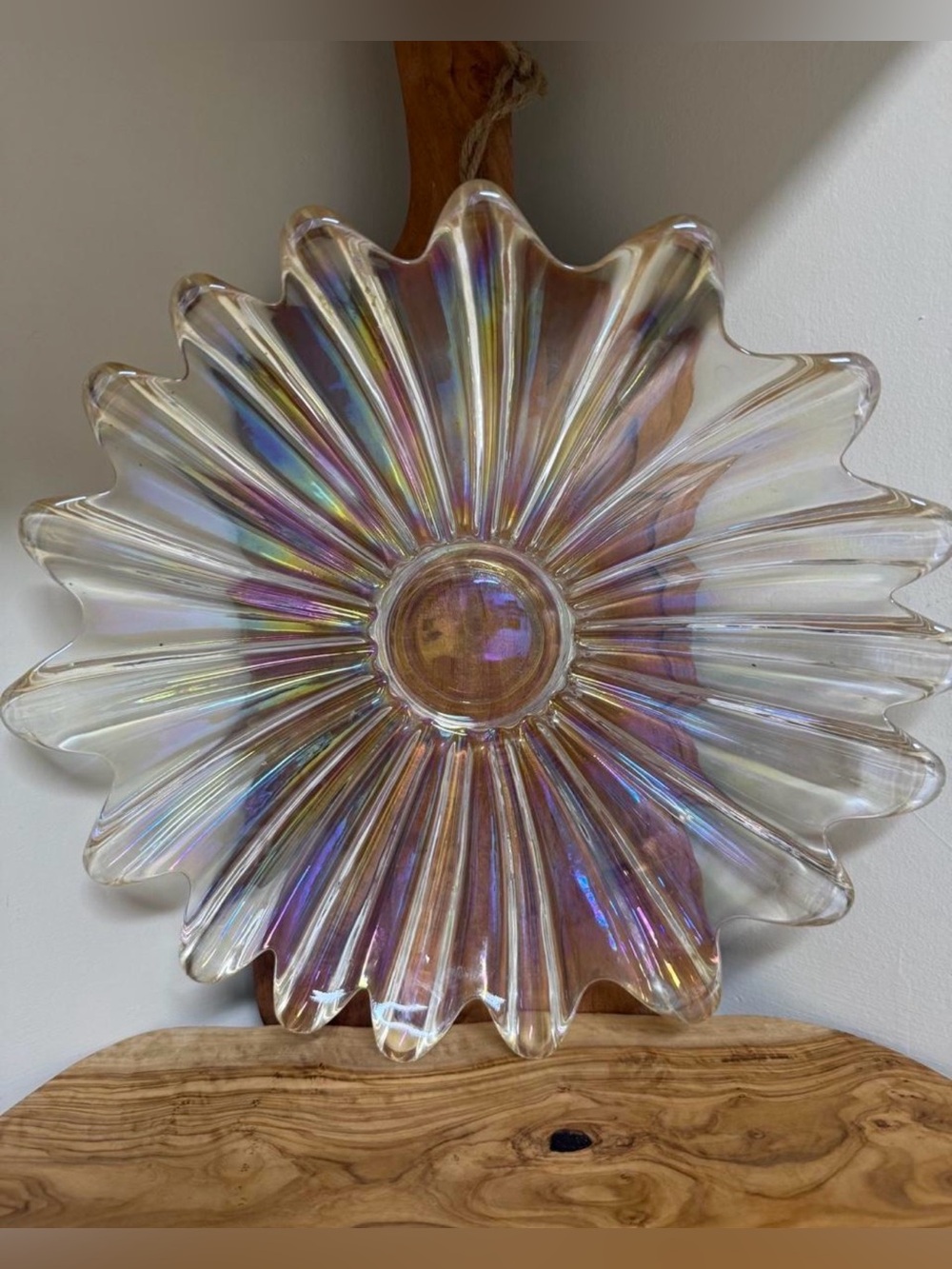 Iridescent Glass Sunburst bowl decor